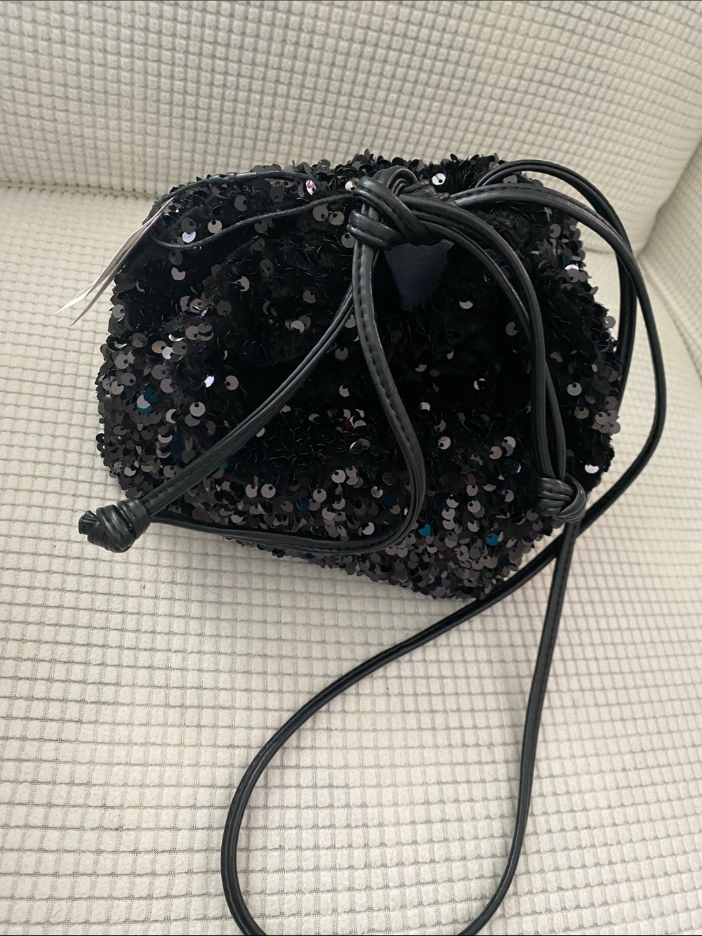 Penningtons Black Sequin Drawstring Mini Crossbody